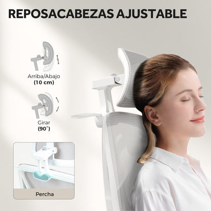 Mesh Office Chair Reclining Office Chair with Swivel Headrest Lumbar Support Footrest 3D Armrests and Height Adjustable Tilt Function Holds up to 135 kg Gray