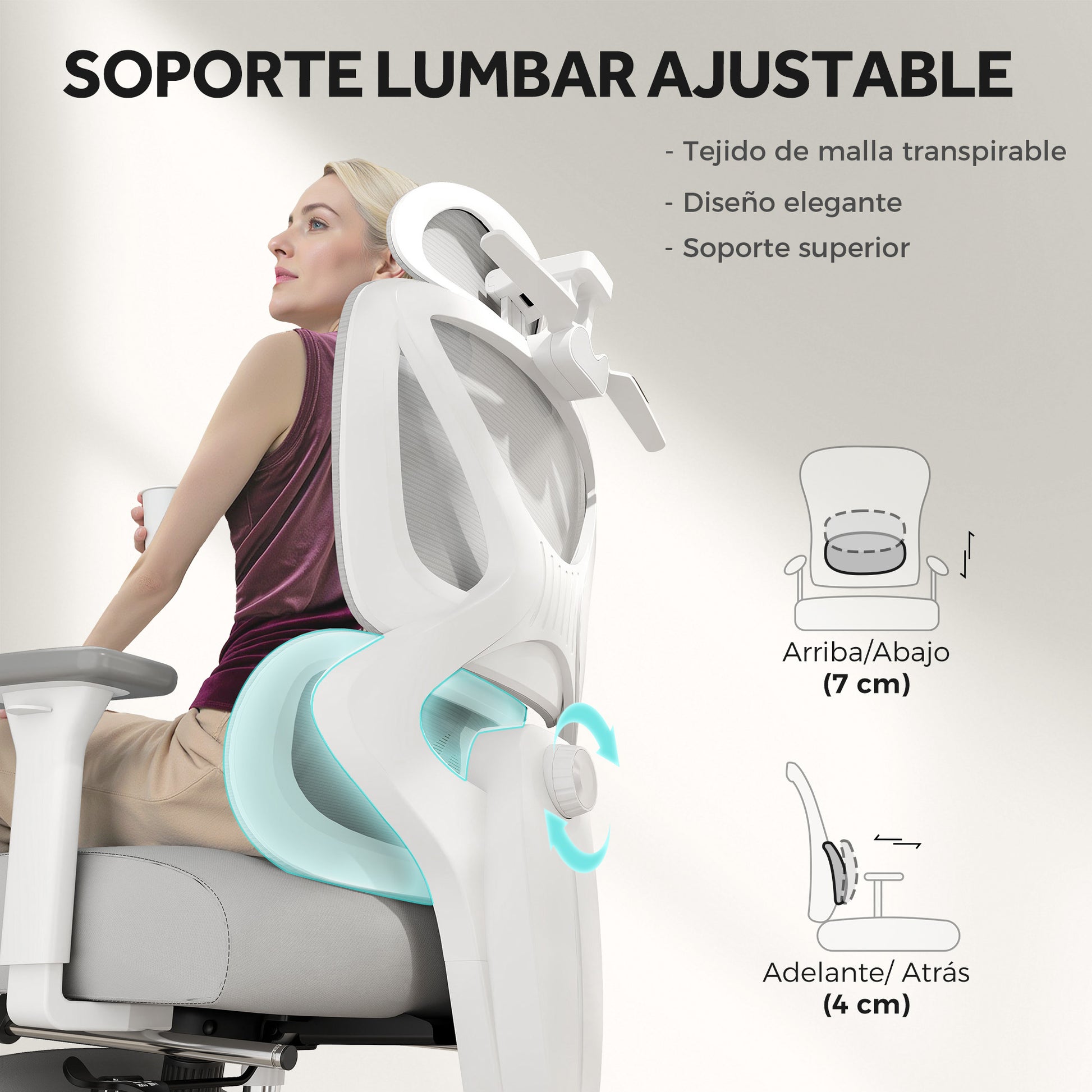 Mesh Office Chair Reclining Office Chair with Swivel Headrest Lumbar Support Footrest 3D Armrests and Height Adjustable Tilt Function Holds up to 135 kg Gray