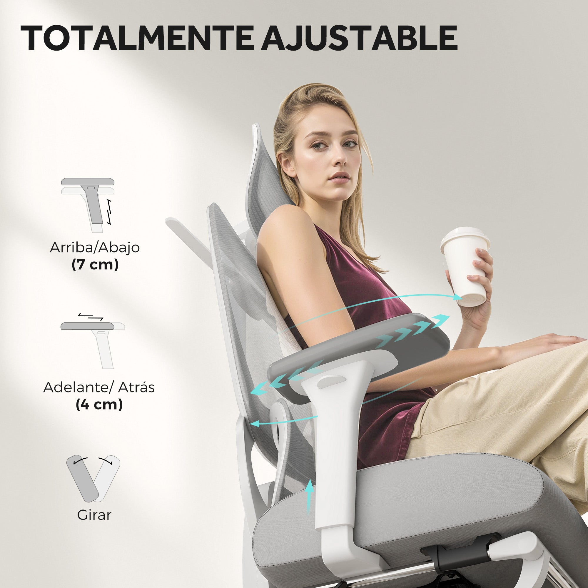 Mesh Office Chair Reclining Office Chair with Swivel Headrest Lumbar Support Footrest 3D Armrests and Height Adjustable Tilt Function Holds up to 135 kg Gray
