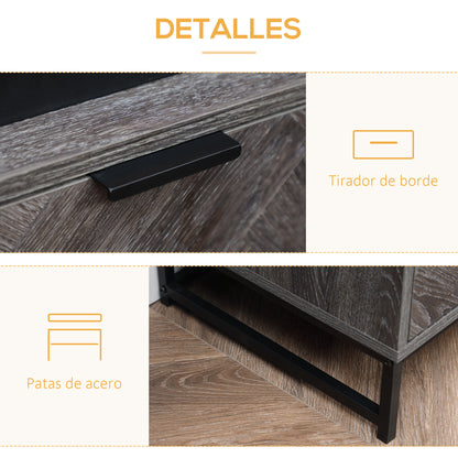 Nightstand Bedside Table with 1 Drawer Open Shelf and Steel Legs Industrial Style for Bedroom Living Room Office 40x40x52 cm Dark Grey