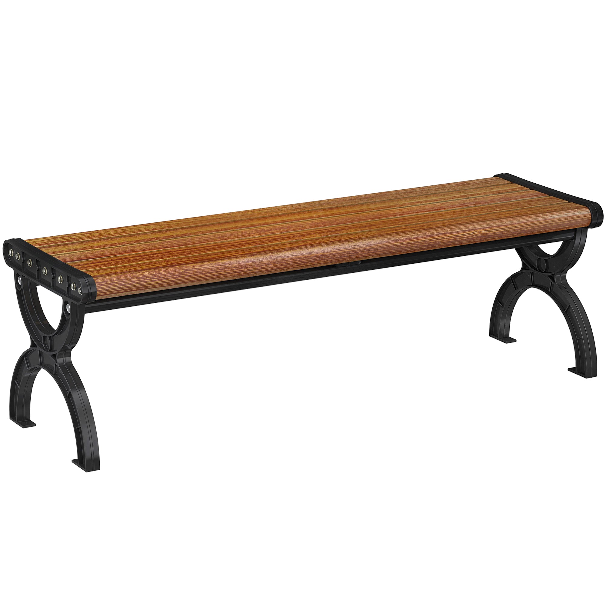 2-Seater Outdoor Garden Bench, Metal Frame with Slatted Seat for Patio & Terrace, 48.8 x 15.4 x 15.4 in, Brown