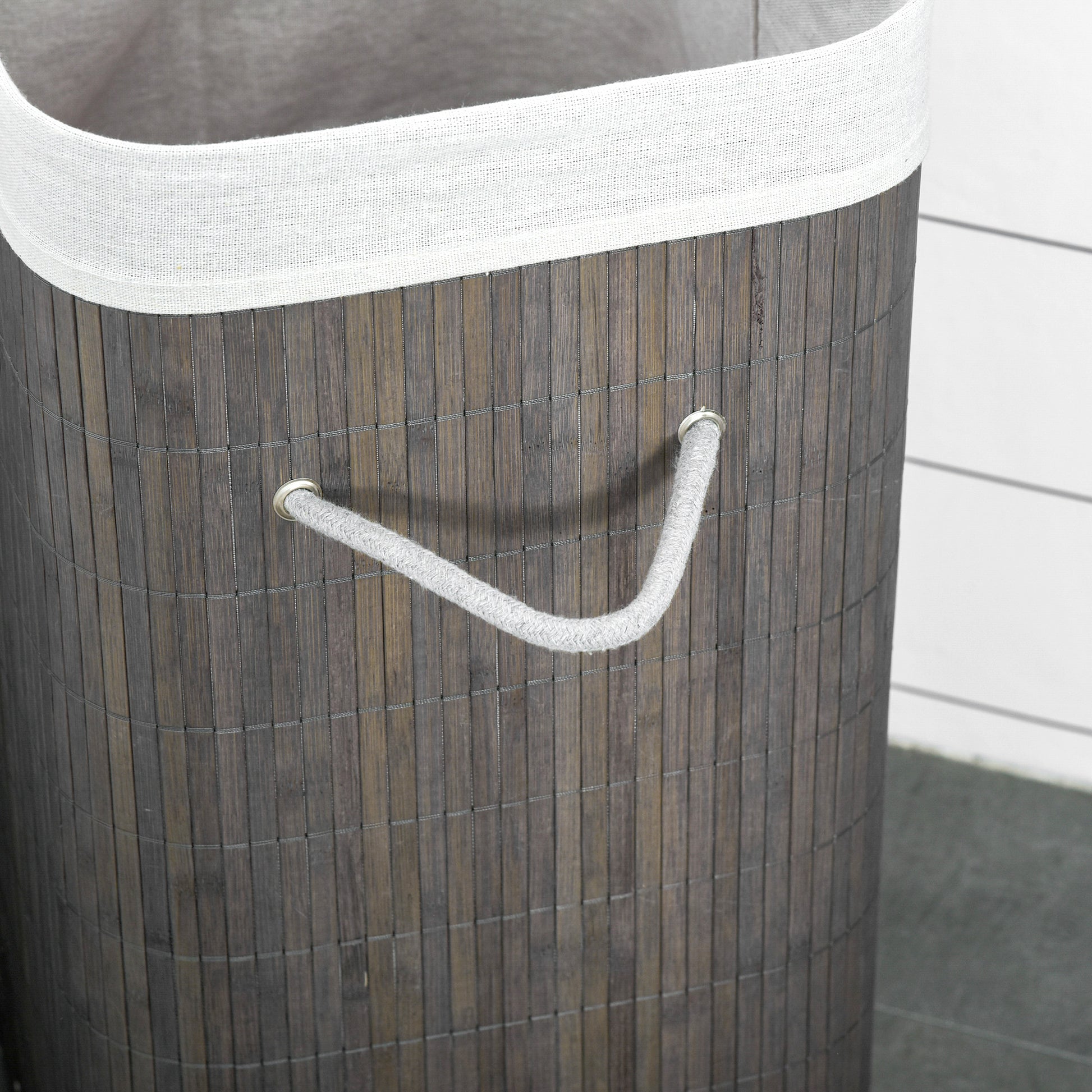 Bamboo Laundry Basket Slim with Lid 83L Laundry Collector with Handles, Removable Laundry Bag, Laundry Baskets Laundry Sorter for Laundry Room Bathroom Bedroom Gray