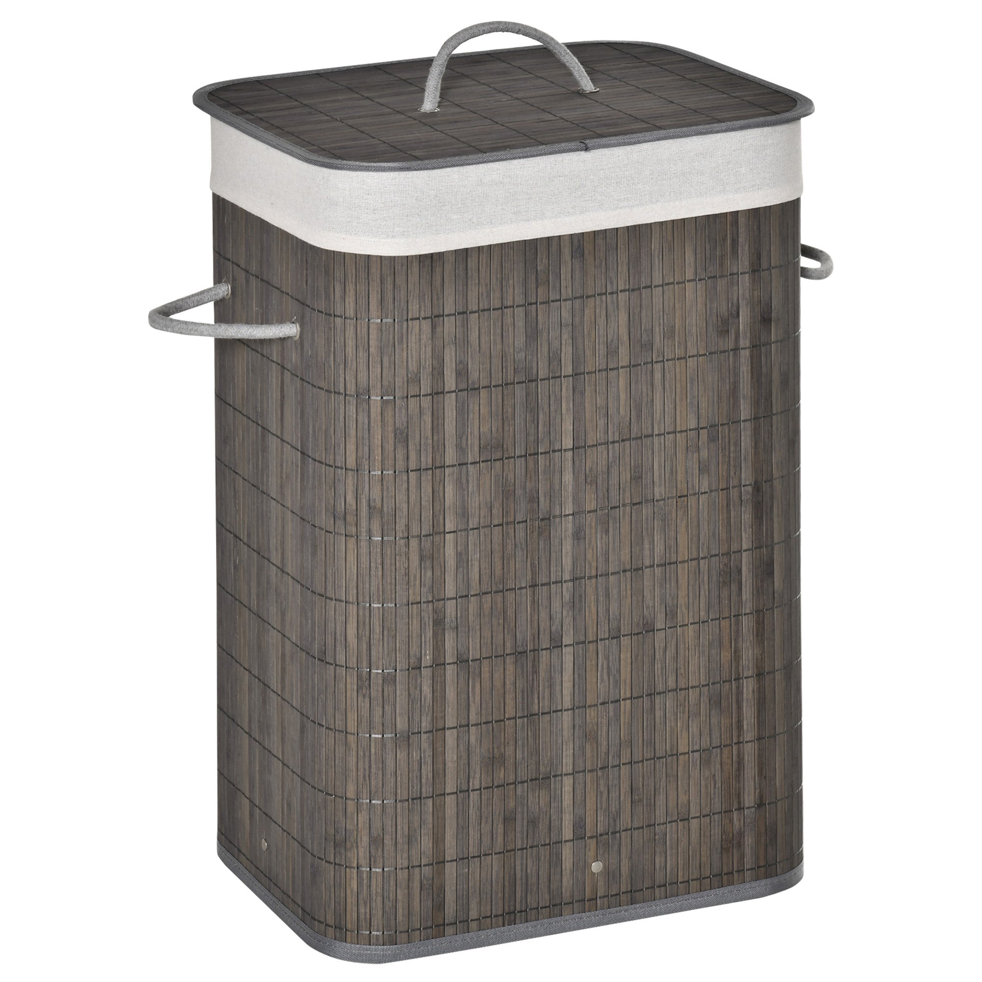 Bamboo Laundry Basket Slim with Lid 83L Laundry Collector with Handles, Removable Laundry Bag, Laundry Baskets Laundry Sorter for Laundry Room Bathroom Bedroom Gray