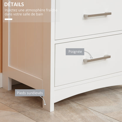 Freestanding Bathroom Cabinet Storage Cabinet Vanity Cabinet with 3 Drawers and 1 Open Compartment - 40 x 33 x 80 cm - White