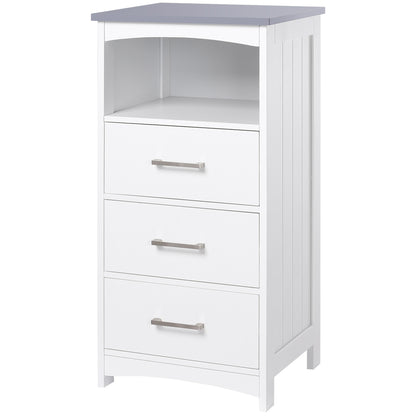 Freestanding Bathroom Cabinet Storage Cabinet Vanity Cabinet with 3 Drawers and 1 Open Compartment - 40 x 33 x 80 cm - White