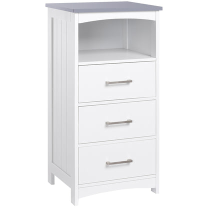 Freestanding Bathroom Cabinet Storage Cabinet Vanity Cabinet with 3 Drawers and 1 Open Compartment - 40 x 33 x 80 cm - White