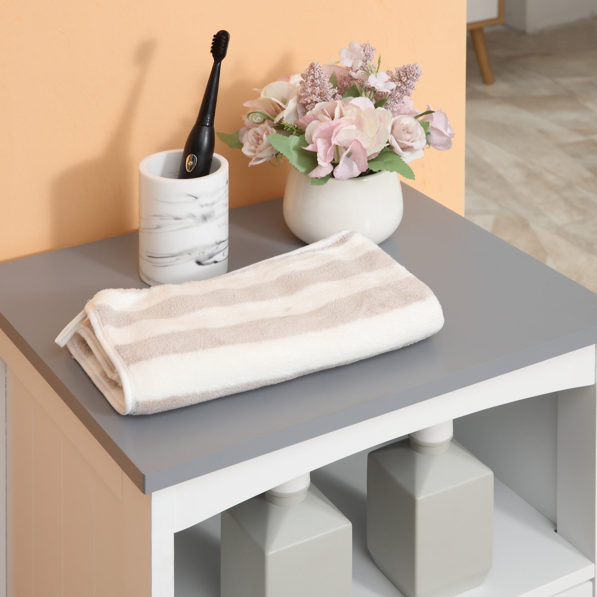 Freestanding Bathroom Cabinet Storage Cabinet Vanity Cabinet with 3 Drawers and 1 Open Compartment - 40 x 33 x 80 cm - White
