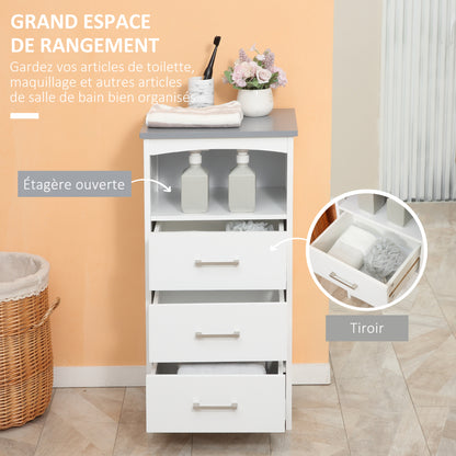 Freestanding Bathroom Cabinet Storage Cabinet Vanity Cabinet with 3 Drawers and 1 Open Compartment - 40 x 33 x 80 cm - White