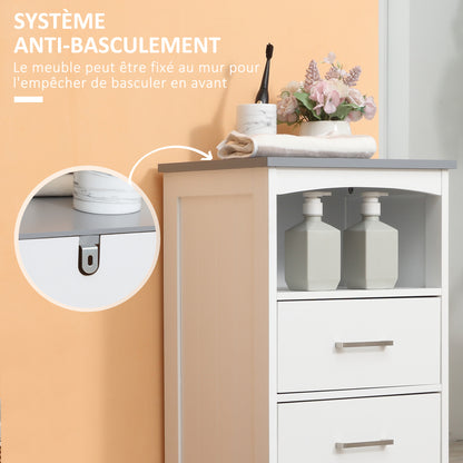 Freestanding Bathroom Cabinet Storage Cabinet Vanity Cabinet with 3 Drawers and 1 Open Compartment - 40 x 33 x 80 cm - White
