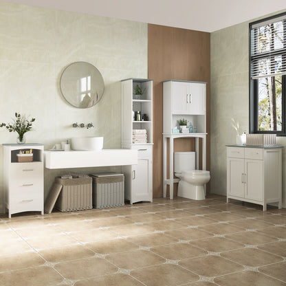 Freestanding Bathroom Cabinet Storage Cabinet Vanity Cabinet with 3 Drawers and 1 Open Compartment - 40 x 33 x 80 cm - White