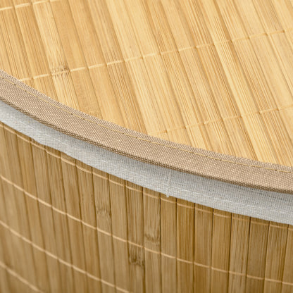 Bamboo Laundry Basket with Lid 55L Laundry Collector with Handles, Removable Laundry Bag, Corner Laundry Bin Laundry Baskets for Laundry Room Bathroom Bedroom Natural