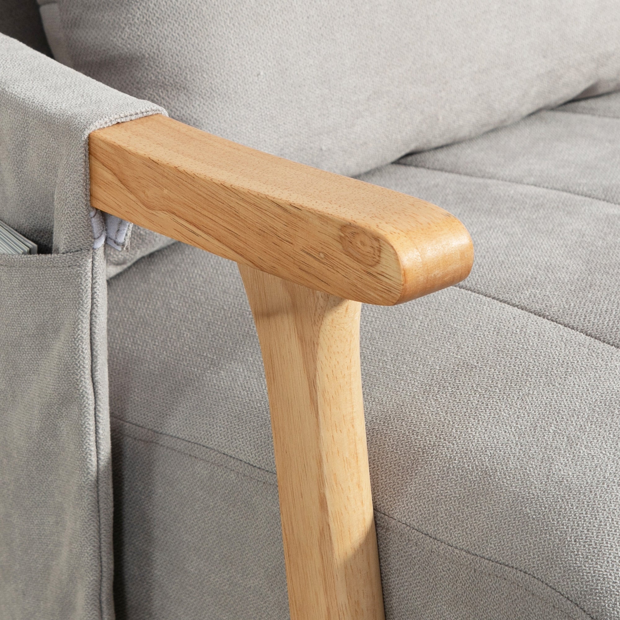 Rocking Chair Rocking Armchair with Backrest, Lumbar Pillow, Wooden Rockers, Armchair, Recliner with Linen Look Soft Rocking Chair Nursing Chair for Living Room, Bedroom Gray