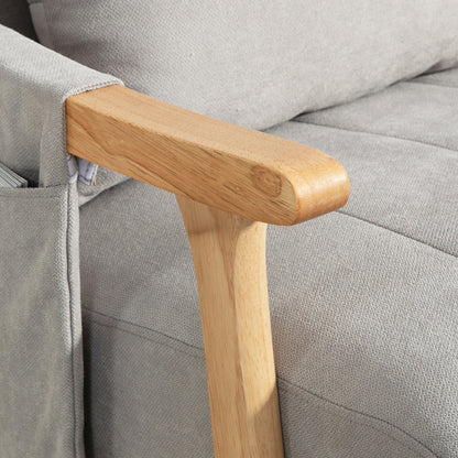 Rocking Chair Rocking Armchair with Backrest, Lumbar Pillow, Wooden Rockers, Armchair, Recliner with Linen Look Soft Rocking Chair Nursing Chair for Living Room, Bedroom Gray