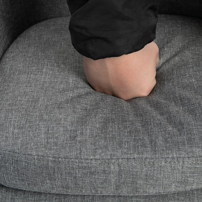 2-Piece Bar Stool Set, Bar Chair with Seat Cushion, Wooden Legs, Backrest and Armrests, Kitchen Chairs with Wooden Footrest, Counter Stools for Kitchen, Living Room, Dining Room, Linen Look, Gray