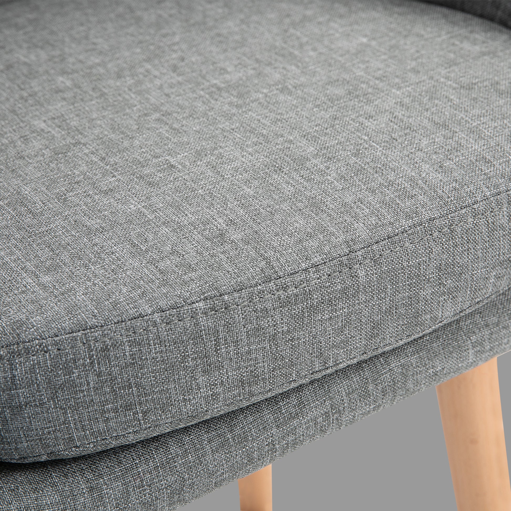 2-Piece Bar Stool Set, Bar Chair with Seat Cushion, Wooden Legs, Backrest and Armrests, Kitchen Chairs with Wooden Footrest, Counter Stools for Kitchen, Living Room, Dining Room, Linen Look, Gray