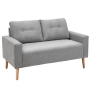 2-Seater Sofa Modern Upholstered in Polyester with 2 Cushions Armrests and Rubber Wood Legs for Bedroom Office 145x76x88 cm Gray
