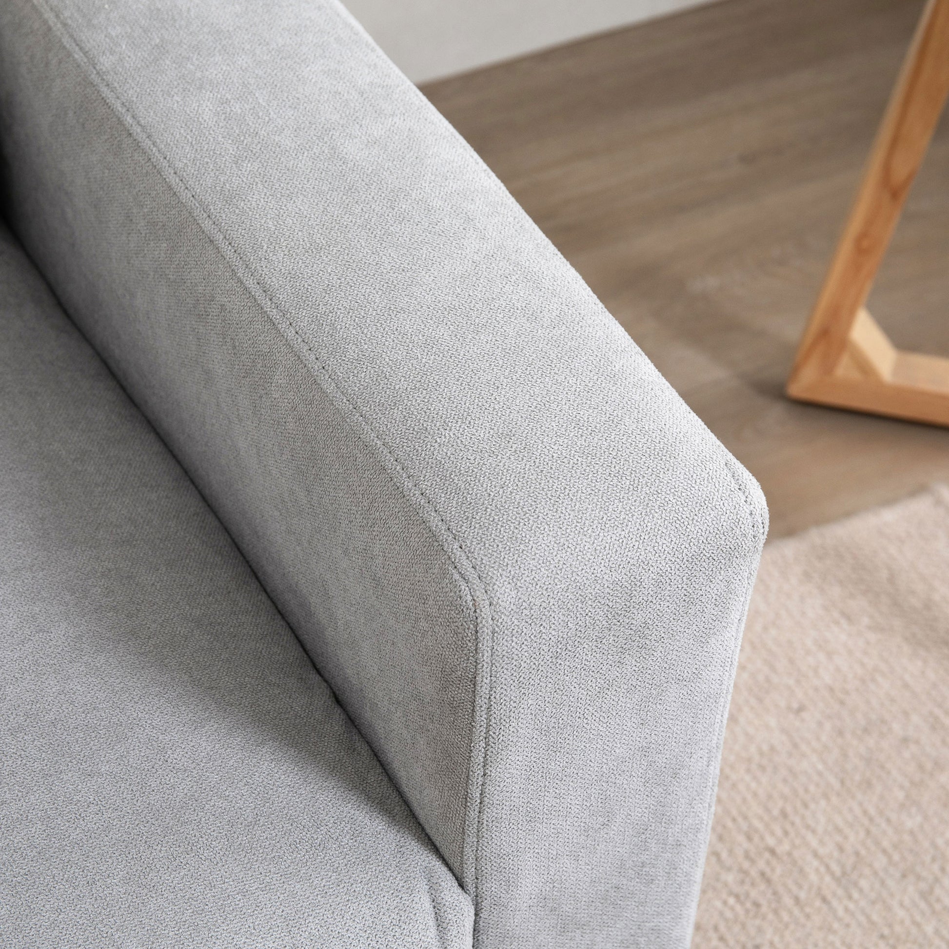 2-Seater Sofa Modern Upholstered in Polyester with 2 Cushions Armrests and Rubber Wood Legs for Bedroom Office 145x76x88 cm Gray