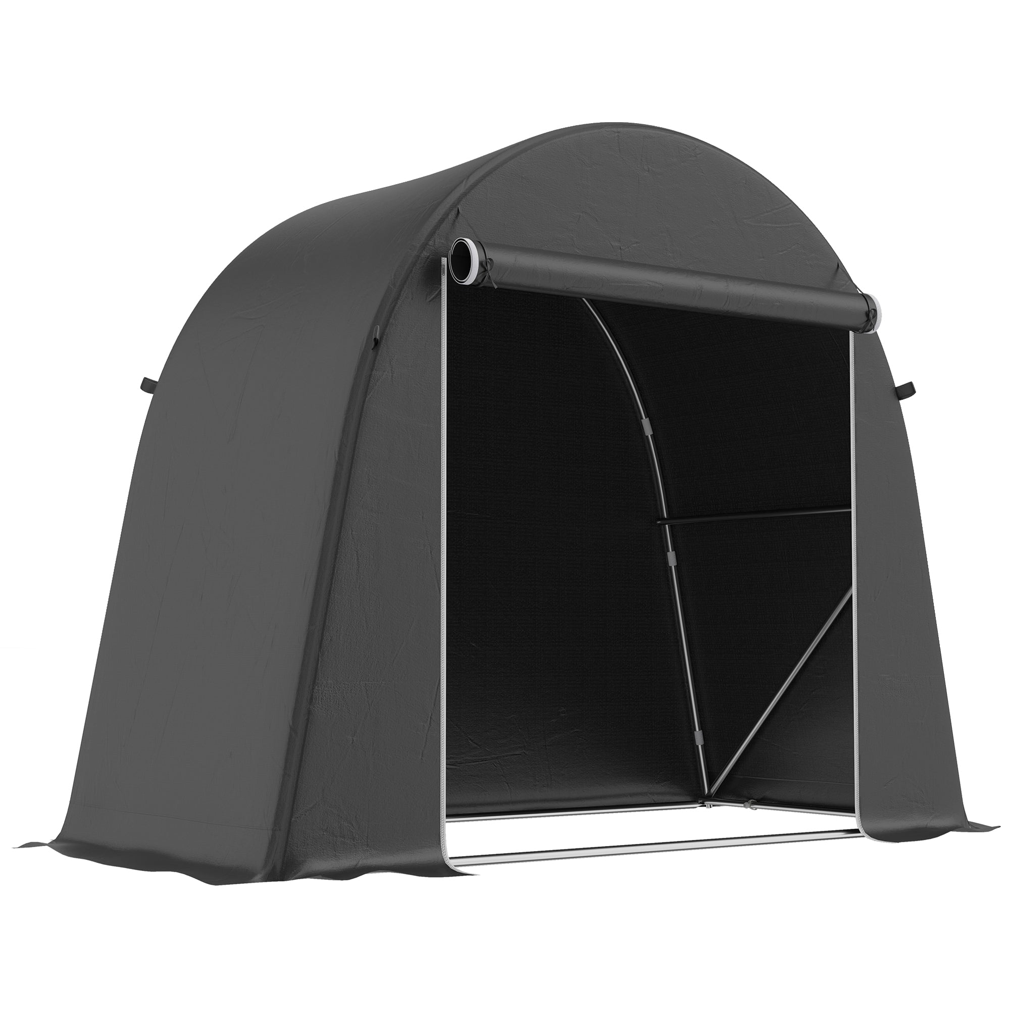 Waterproof Garage Tent 245 x 120 x 200 cm (96.5 x 47.2 x 78.7 in) — Bike Shelter with Roll-Up Zipper Door, Weatherproof Storage Tent, Galvanized Frame, Dark Gray