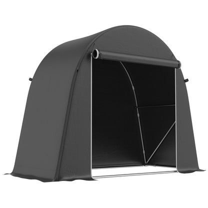 Waterproof Garage Tent 245 x 120 x 200 cm (96.5 x 47.2 x 78.7 in) — Bike Shelter with Roll-Up Zipper Door, Weatherproof Storage Tent, Galvanized Frame, Dark Gray