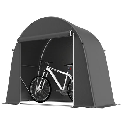 Waterproof Garage Tent 245 x 120 x 200 cm (96.5 x 47.2 x 78.7 in) — Bike Shelter with Roll-Up Zipper Door, Weatherproof Storage Tent, Galvanized Frame, Dark Gray