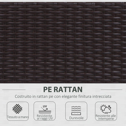 5-Piece Garden Furniture Set Glass-Topped Rattan 3 Armchairs 1 Footrest 1 Steel, Rattan