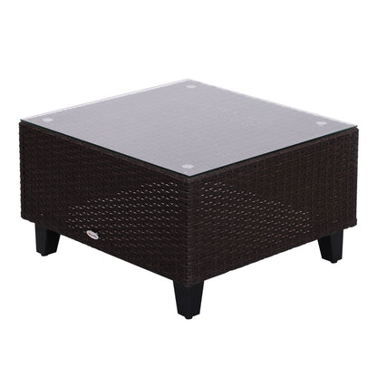 5-Piece Garden Furniture Set Glass-Topped Rattan 3 Armchairs 1 Footrest 1 Steel, Rattan