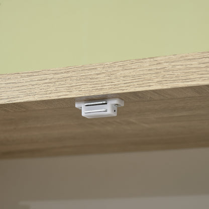 Kitchen Pantry Cabinet with 4 Adjustable Shelves, MDF Kitchen Pantry Cabinet, 4 Doors and Anti-Tipping Device, 80x40x182cm, Natural Wood and White