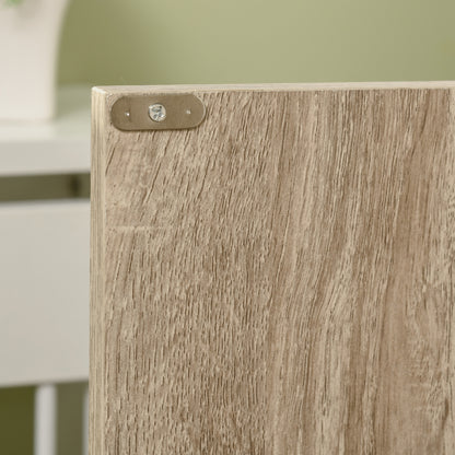 Kitchen Pantry Cabinet with 4 Adjustable Shelves, MDF Kitchen Pantry Cabinet, 4 Doors and Anti-Tipping Device, 80x40x182cm, Natural Wood and White