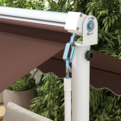 Freestanding Awning Awning 4.5 x 3.4m Patio Cover Garden Awning with Folding Arm Crank Terrace Brown Aluminum Metal