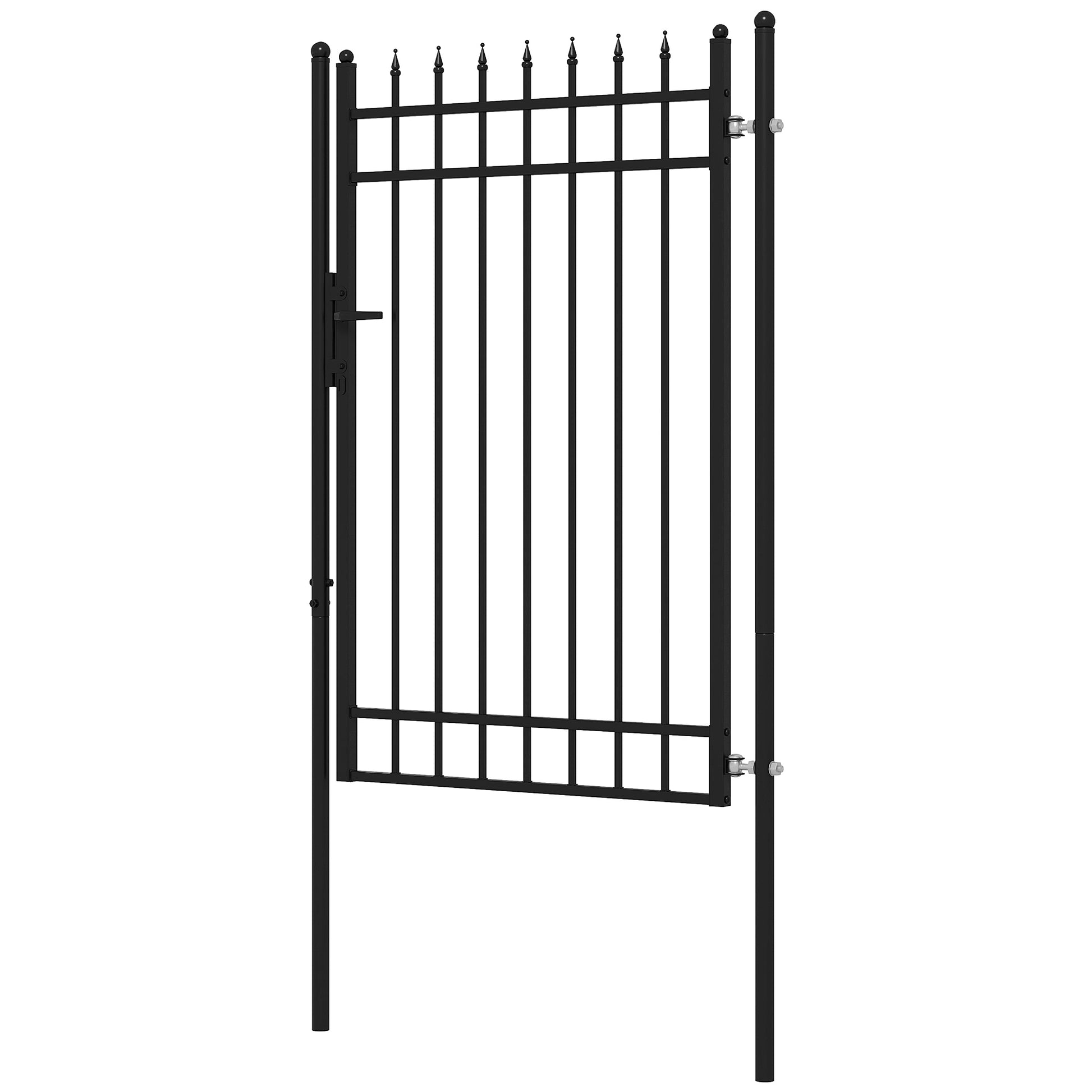 Garden Gate Made of Galvanized Steel, Gate with Lock, Door Handle, Key, Fence Gate for Garden, 107 x 204 cm, Black