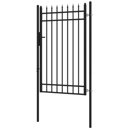 Garden Gate Made of Galvanized Steel, Gate with Lock, Door Handle, Key, Fence Gate for Garden, 107 x 204 cm, Black