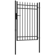 Garden Gate Made of Galvanized Steel, Gate with Lock, Door Handle, Key, Fence Gate for Garden, 107 x 204 cm, Black