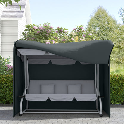 3-Seater Hollywood Swing Cover, Waterproof & Weatherproof Protective Cover for Garden Swing, Windproof & UV-Resistant, 420D Oxford Fabric, 220 x 125 x 172 cm, Gray