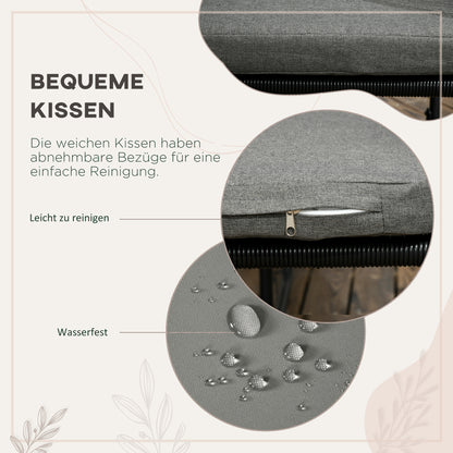 5-Piece Poly Rattan Garden Furniture Set Dining Table with 4 Chairs Dining Group Balcony Furniture Set Garden Seating Group for Balcony, Terrace Grey