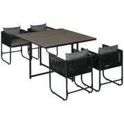 5-Piece Poly Rattan Garden Furniture Set Dining Table with 4 Chairs Dining Group Balcony Furniture Set Garden Seating Group for Balcony, Terrace Grey