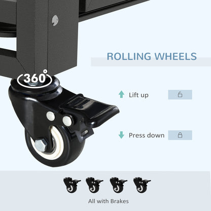 Dog Crate, Pet Cage, Foldable Dog House for Small and Medium Dogs, Dog Crate with Double Doors, Wheels, Steel, Black, 94 x 58 x 78 cm