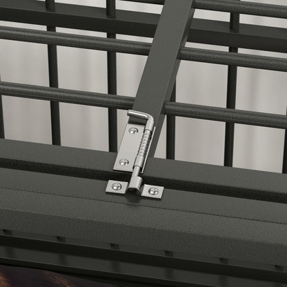 Dog Crate, Pet Cage, Foldable Dog House for Small and Medium Dogs, Dog Crate with Double Doors, Wheels, Steel, Black, 94 x 58 x 78 cm