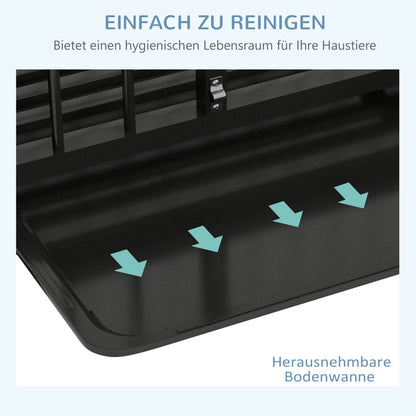 Dog Crate, Pet Cage, Foldable Dog House for Small and Medium Dogs, Dog Crate with Double Doors, Wheels, Steel, Black, 94 x 58 x 78 cm