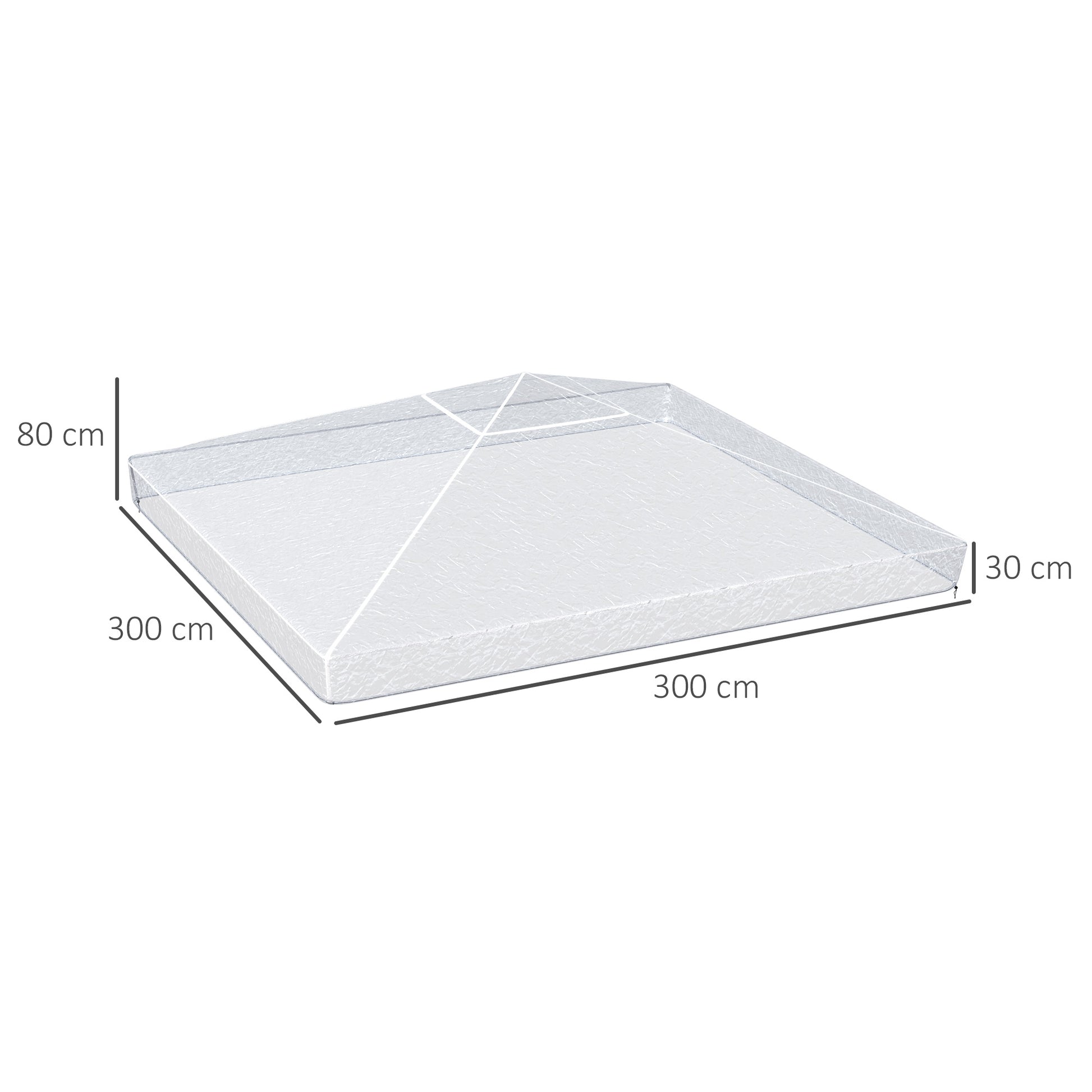 Pavilion Cover 3x3m, Waterproof Sturdy Winterproof Protective Cover, Replacement Roof for Garden Pavilion, Replacement Rain Shelter Tarpaulin for Garden Tent, Transparent