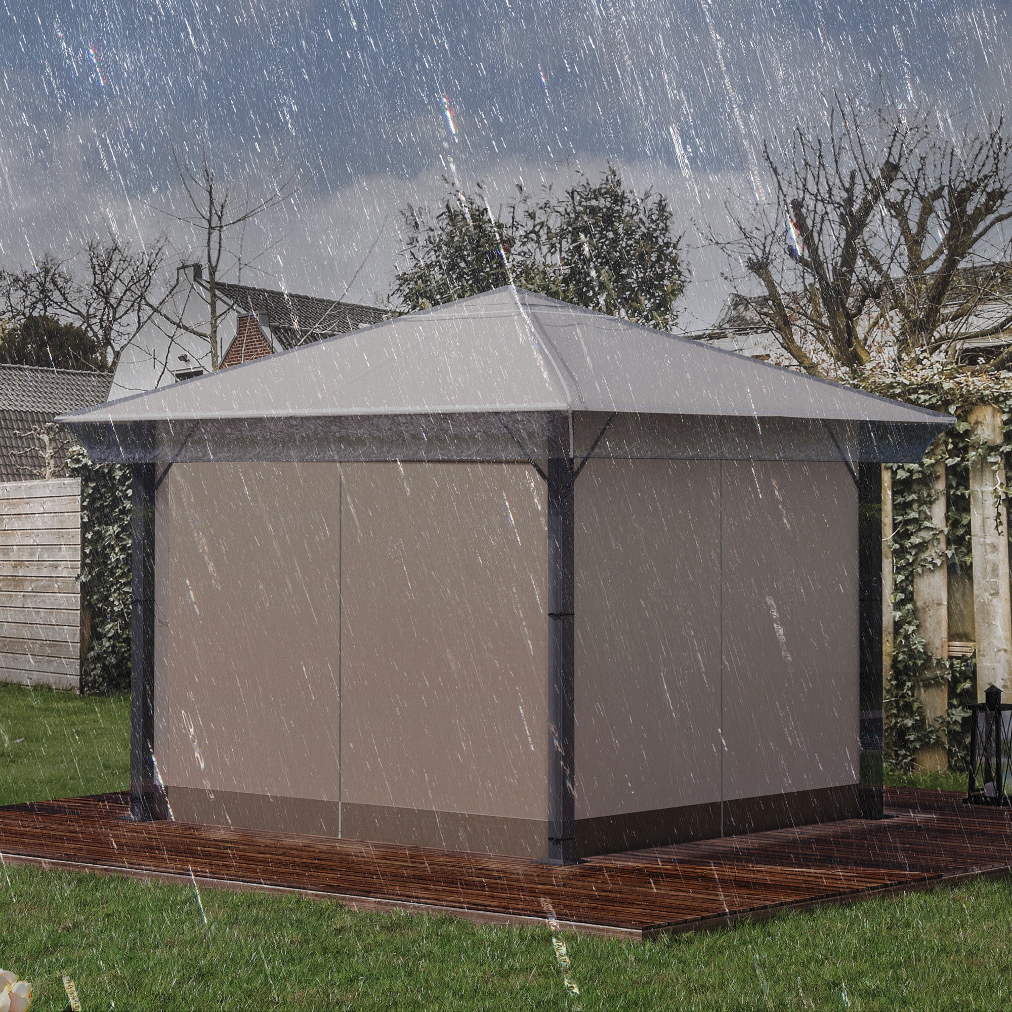 Pavilion Cover 3x3m, Waterproof Sturdy Winterproof Protective Cover, Replacement Roof for Garden Pavilion, Replacement Rain Shelter Tarpaulin for Garden Tent, Transparent