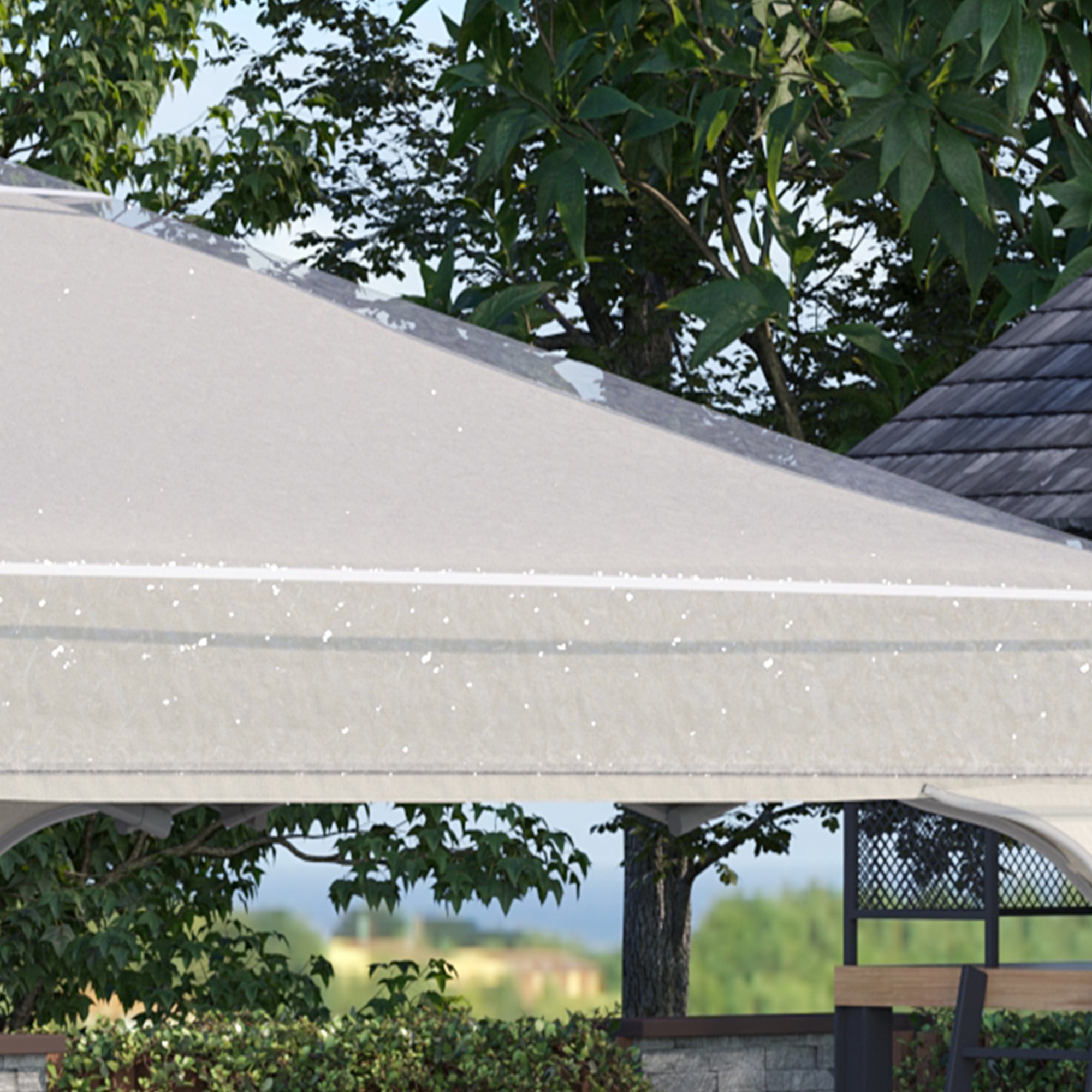 Pavilion Cover 3x3m, Waterproof Sturdy Winterproof Protective Cover, Replacement Roof for Garden Pavilion, Replacement Rain Shelter Tarpaulin for Garden Tent, Transparent