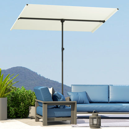 Umbrella 180 Degree Rotating Height Adjustable Garden Patio Umbrella with Aluminum Pole Market Umbrella Sun Protection Parasol Balcony Umbrella Sunshade for Balcony 150x205cm Beige