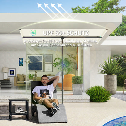 Umbrella 180 Degree Rotating Height Adjustable Garden Patio Umbrella with Aluminum Pole Market Umbrella Sun Protection Parasol Balcony Umbrella Sunshade for Balcony 150x205cm Beige