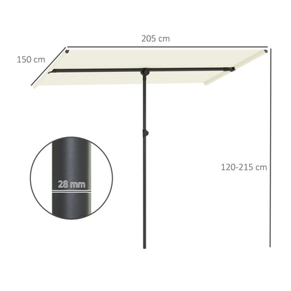 Umbrella 180 Degree Rotating Height Adjustable Garden Patio Umbrella with Aluminum Pole Market Umbrella Sun Protection Parasol Balcony Umbrella Sunshade for Balcony 150x205cm Beige