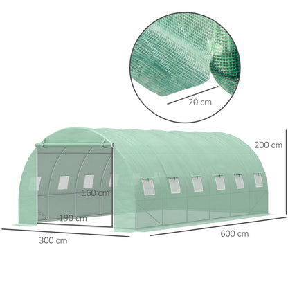 Tunnel Greenhouse 6x3x2 m Garden Greenhouse with 12 Windows Door Greenhouse for Crops Plants Vegetables Flowers Greenhouse