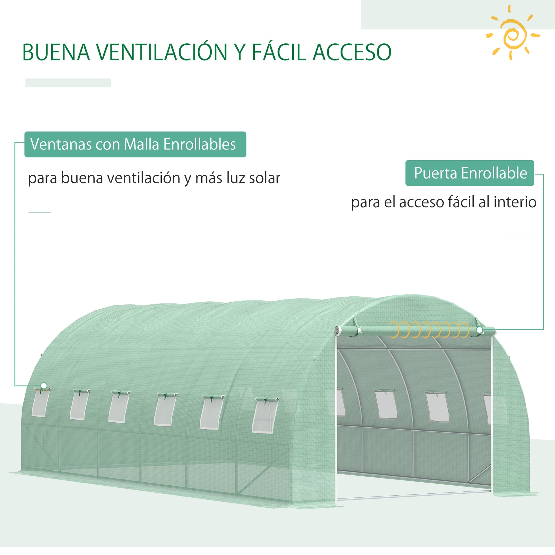 Tunnel Greenhouse 6x3x2 m Garden Greenhouse with 12 Windows Door Greenhouse for Crops Plants Vegetables Flowers Greenhouse