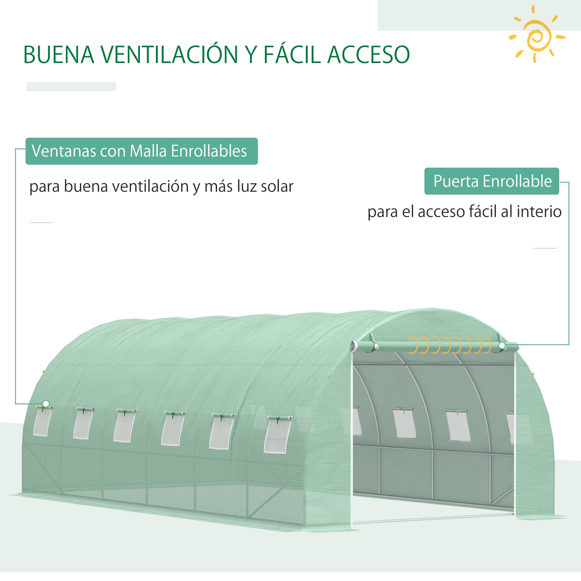 Tunnel Greenhouse 6x3x2 m Garden Greenhouse with 12 Windows Door Greenhouse for Crops Plants Vegetables Flowers Greenhouse