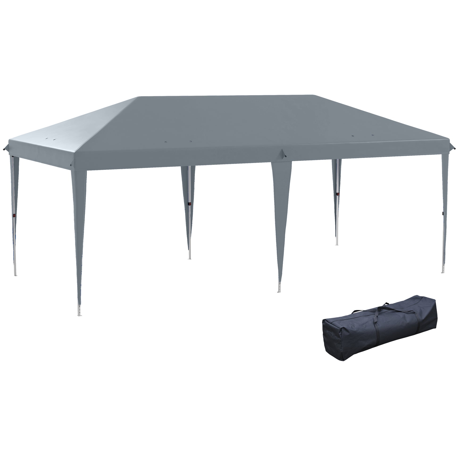 Foldable Gazebo 6x3 m Foldable Canopy with 3-Level Adjustable Height UV-Resistant Awning and Carrying Bag for Camping Parties Light Gray