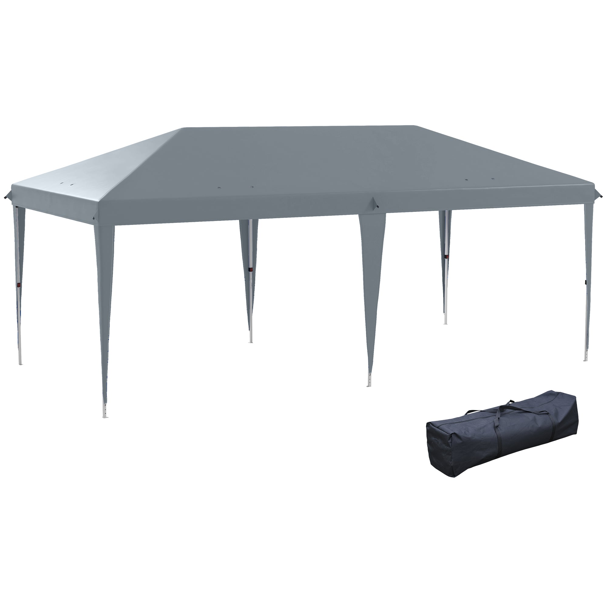 Foldable Gazebo 6x3 m Foldable Canopy with 3-Level Adjustable Height UV-Resistant Awning and Carrying Bag for Camping Parties Light Gray