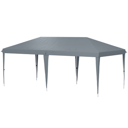 Foldable Gazebo 6x3 m Foldable Canopy with 3-Level Adjustable Height UV-Resistant Awning and Carrying Bag for Camping Parties Light Gray